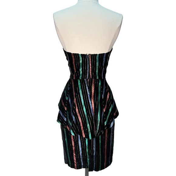 Metallic striped strapless velvet dress - Picture 4 of 5